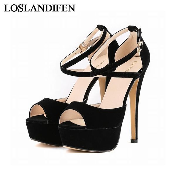 

womens sandals 2021 occident single shoes women high heels sandal ladies fashion buckle platform pumps white nlk-a0074 dress, Black