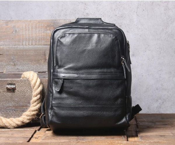 

backpack simple casual head leather men's backpack, handmade computer fashion bag