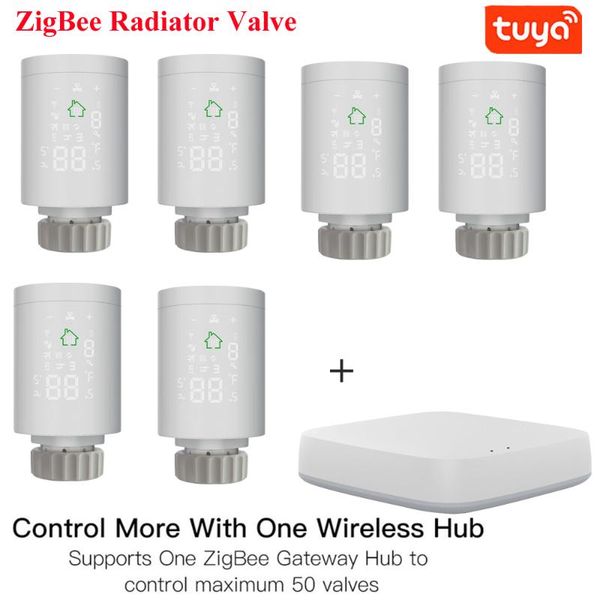 

smart home control tuya zigbee3.0 intelligent radiator actuator programmable thermostatic valve temperature controller voice alexa