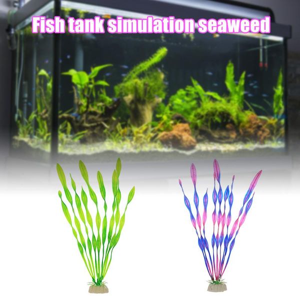 

decorations 10pcs artificial plastic big leaf grass fish tank aquarium submarine fake simulation water plant landscape ornament benl