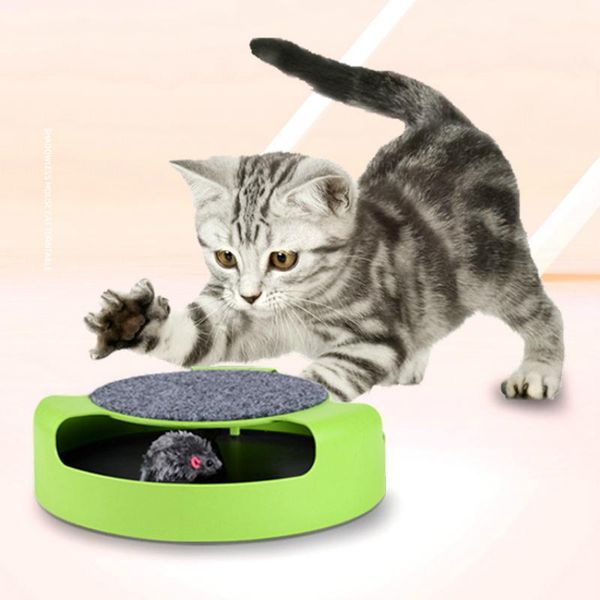 

cat toys pet automatic toy tease cats interactive mouse running along the track turntable smart teasing stick crazy game