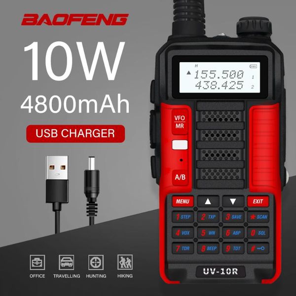 

walkie talkie baofeng uv-10r upgraded professional usb charger two way ham radio dual band vhf/uhf long range hunting tranciver