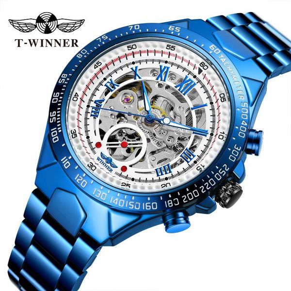 

wristwatches winner men's fashion mechanical watch hollow out automatic stainless steel, Slivery;brown