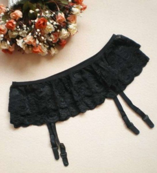 

yuhui double lace garter underwear 8068, Black;white