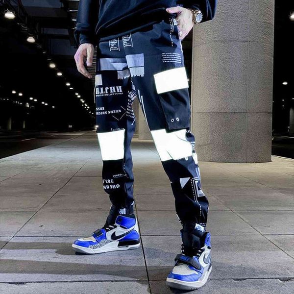 

color block pocket patchwork women pants cargo joggers graffiti hip hop letter print harem mens casual dance trousers sweatpants, Black
