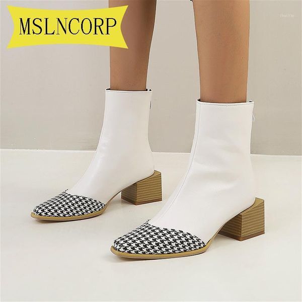 

boots plus size 34-48 vintage style faux leather women high heels booties soft cowhide women's shoes zip ankle woman1, Black