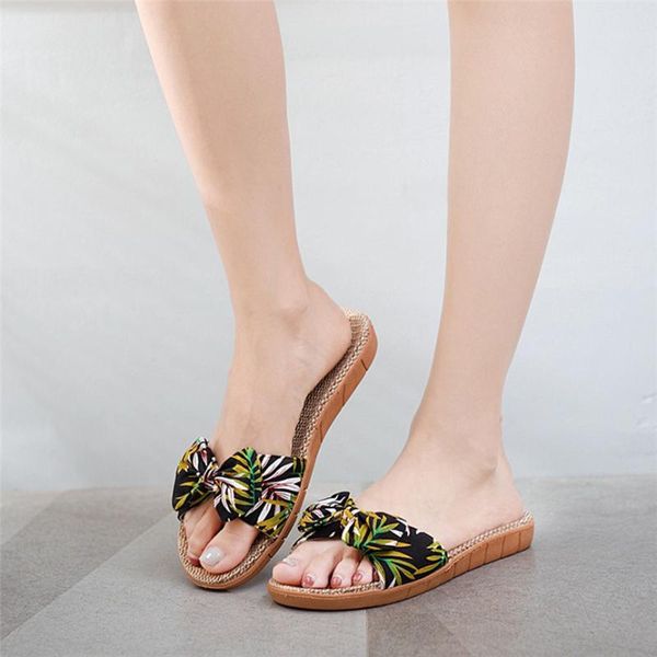 

slippers 2021 women flax summer anti-slip bohemia linen flip flops beach shoes female outdoor zapatos de mujer 25, Black