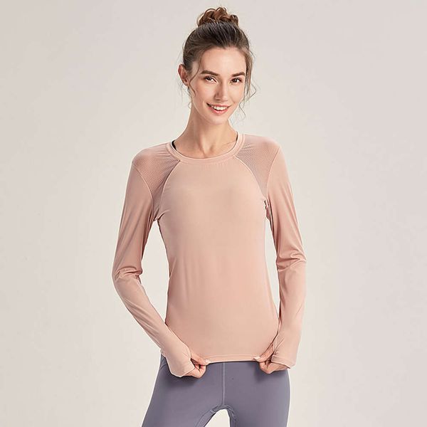 

women t-shirt te digners cloth sports yoga ropa de mujer running outdoor stretch quick-drying mh slim casual long sleev, White