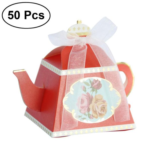 

gift wrap 50pcs stamping teaport shape candy box holders paper favor for parties