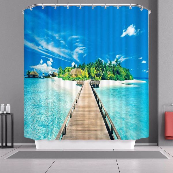 

shower curtains curtain sea beach scenery bathroom for kitchen
