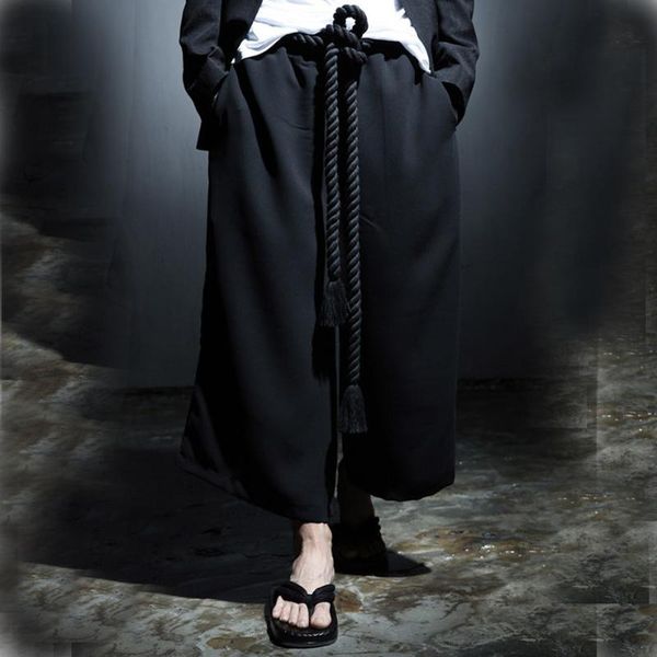 

men's clothing hair stylist fashion loose culottes personality non-mainstre catwalk pantskirt plus size costumes 27-46 pants, Black