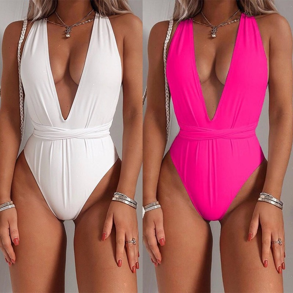 

women one-piece bikini monokini backless swimwear bathing suit bandage swimsuit 2021, White;black