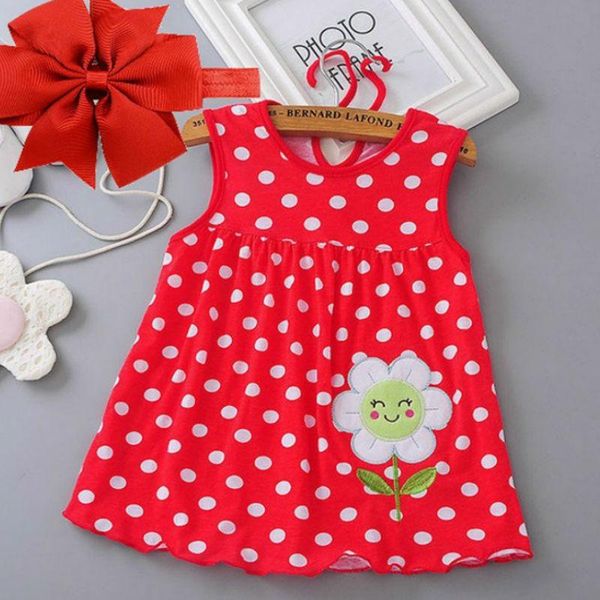 

girl's dresses 2021 summer pure cotton girl lovely vest wave point sweet beach baby dress multi style princess, Red;yellow