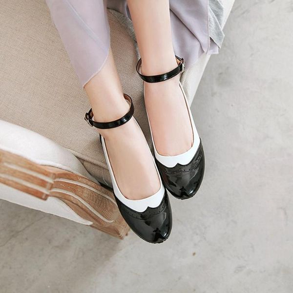 

dress shoes big size 34-48 2021 spring & autumn women mixed-colors fashion sweet buckle med square heels pumps 2 colors, Black
