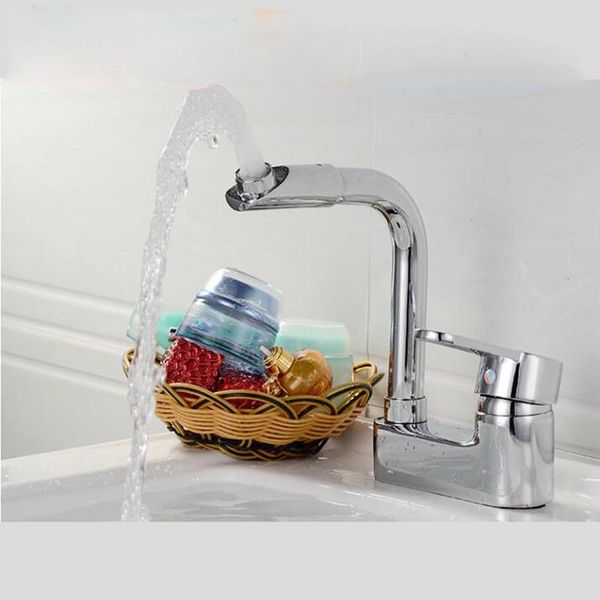 

kitchen faucets 720 degree rotation faucet and cold water tap chrome brass single handle for double hole/three-hole basin