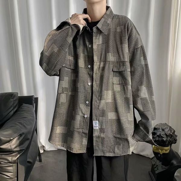 

style national men's jackets sub autumn and winter fashion fried street loose shirt versatile casual coat, Black;brown