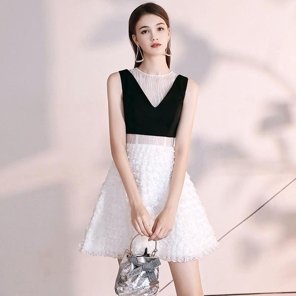 

ethnic clothing host black-white patchwork cheongsam perspective crew collar evening party dresses gown temperament short zipper qipao, Red
