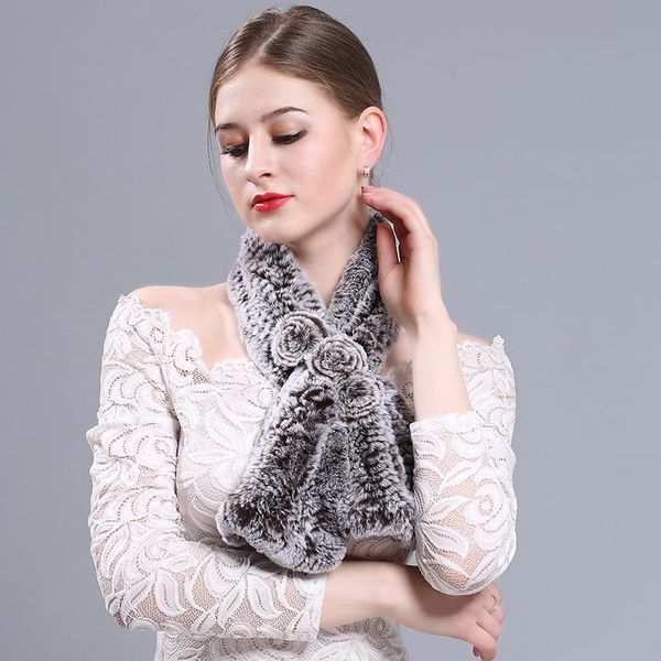 

scarves rex fur women scarf three flowers warm thicken fashion ladies lady korean version soft handmade small h7047, Blue;gray