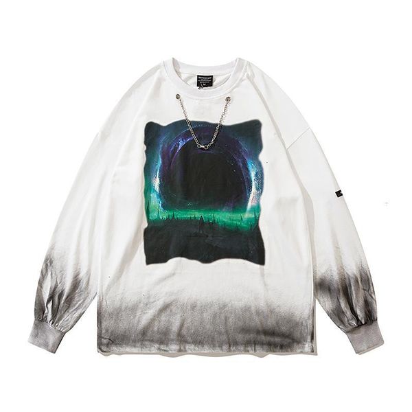 

men's hoodies & sweatshirts men streetwear long sleeve tees graphic crewneck pullover cotton sweatshirt, Black