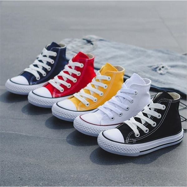 

Children Casual Shoes Unisex 2020 Classic High Top Girls Canvas Shoes Student Lace Up Sneakers for Kids Boys New Toddler Shoes X0719, Grass green