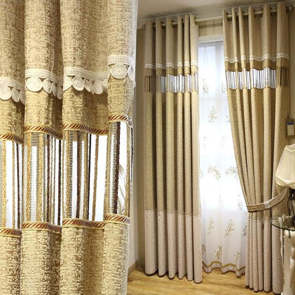 

curtain finished chenille blackout european embroidered for villa bedroom living room custom shading & drapes