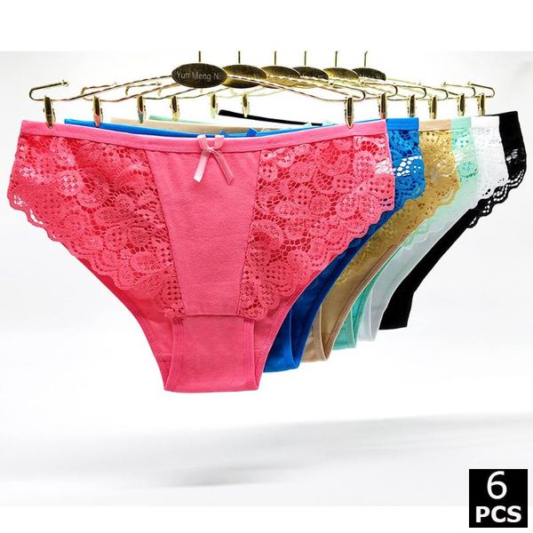 

women's panties alyowangyina 6 pcs/lot colour gay cuecas masculinas ropa interior hombre woman cotton underwear 89308, Black;pink