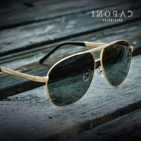 

highend accessories caponi sunglass men polarized eyewear classic brand sun glass coating lens driving shad for male cp, Black