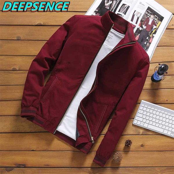 

spring autumn casual jacket men outdoor solid thin fashion coat stand neck zipper all match cotton streetwear jackets men 5xl 210927, Black;brown