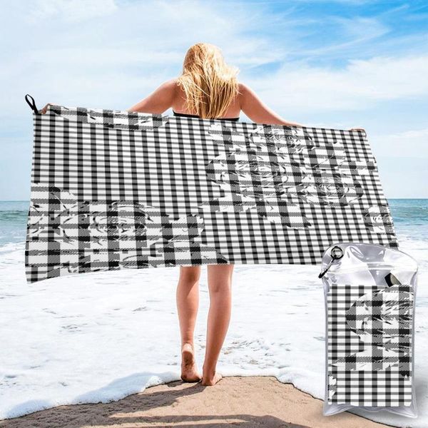 

towel bathing black plaid with flowers bath wearable dress fast drying beach spa magical nightwear sleeping