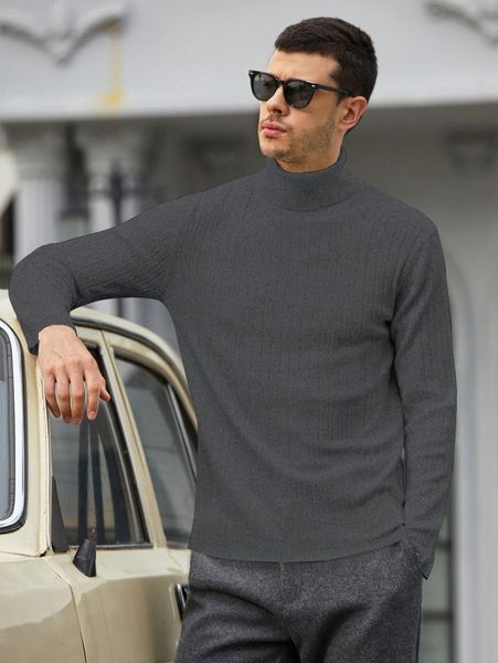 

men turtle neck ribbed knit sweater 86ii#, White;black