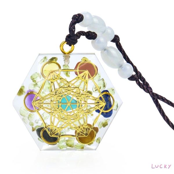 

pendant necklaces seven colors orgone energy natural crystal semi-precious stones necklace pendants orgonite for diy pendulum amulet, Silver