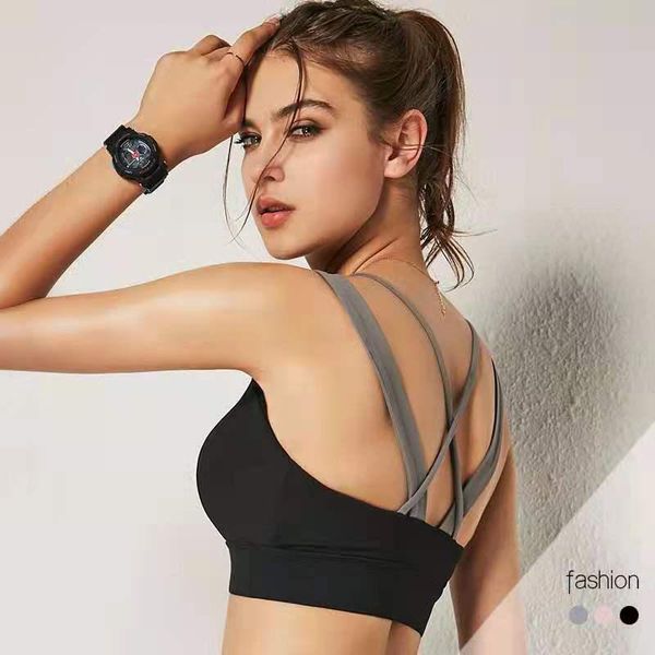 

yoga outfit back sports underwear -proof running together bra -absorbing body-building vest shoulder strap design
