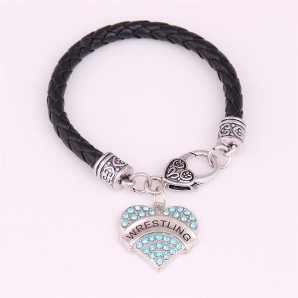 

charm bracelets design women heart bracelet sporty feeling wrestling written beautiful crystals leather chain zinc alloy drop, Golden;silver