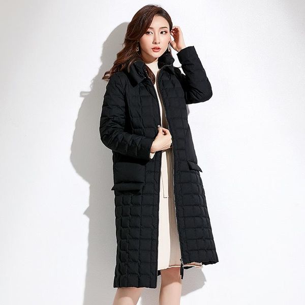 

women's jackets the clothing in winter long over-the-knee favors more warm white duck down jacket, Black;brown