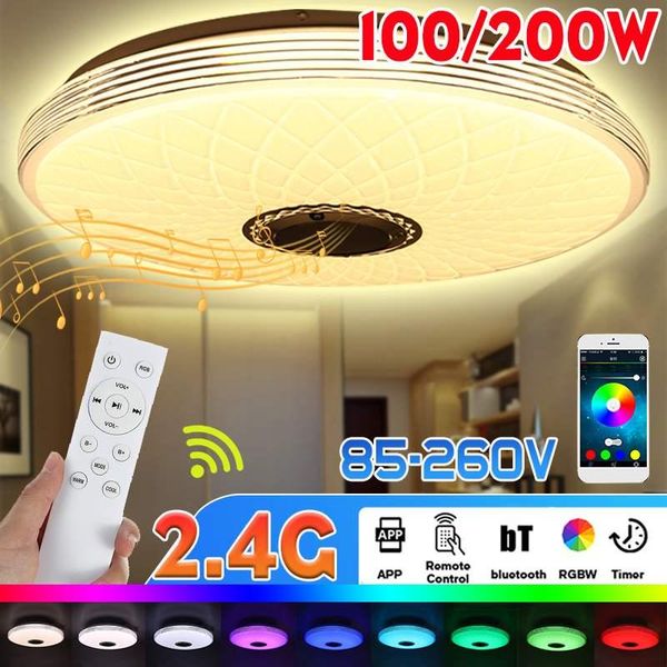 

ceiling lights 200w 2.4g modern rgb smart led light home lighting app bluetooth music bedroom lamp+remote contol