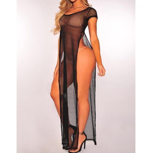 

women crochet lace mesh swimwear summer beach dress ladies bikini cover up transparent women's, White;black