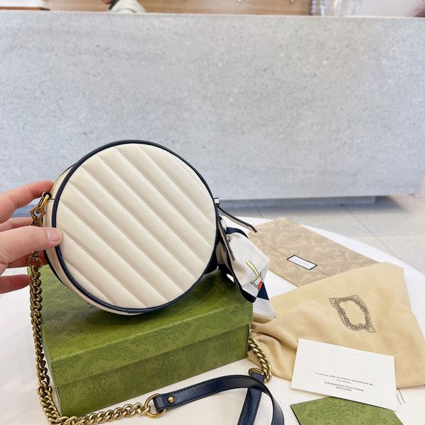 

fashion crossbody women messenger bag round chains shoulder totes lady classic white handbag female purse size 18*18cm
