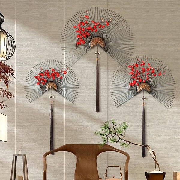 

wall stickers iron fan decoration living room hanging tv background bedside