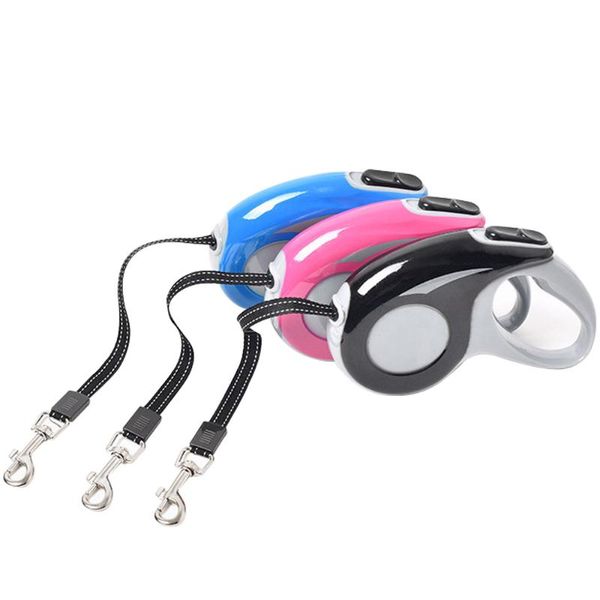 

3/5m retractable dog traction rope tenacity explosion proof impact solid pet lead for large medium small 3 color harness collars & leashes