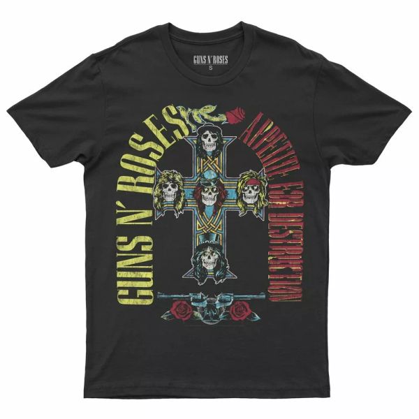 

guns n 'roses appetite tour vintage t-shirt official licensed, White;black