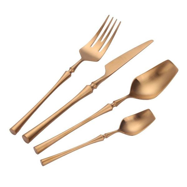

western style small waist retro titanium 304 stainless steel household tableware steak knife fork spoon four piece set flatware sets