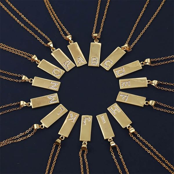 

kimter gold letter necklace women girls rectangle necklaces with alphabet fashion rhinestone a to z pendant chains jewelry for lady p441fa, Silver