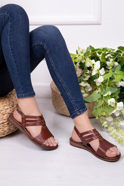 

sandals genuine leather brown women dp-0085, Black