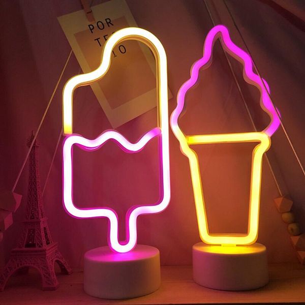 

night lights led neon light signs lamp creative modeling popsicle ice cream shape decor tableshop room home party gift