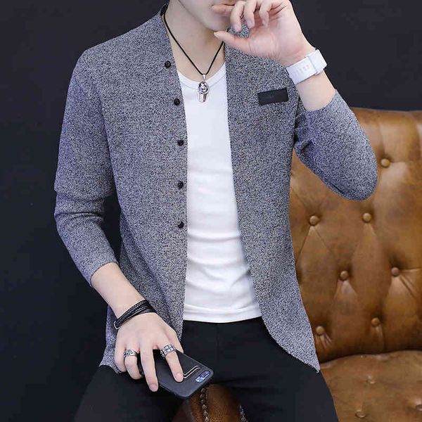 

fall 2021 new men knitting cardigan on outside cultivate one's morality fashion sweater thin model, Black;white