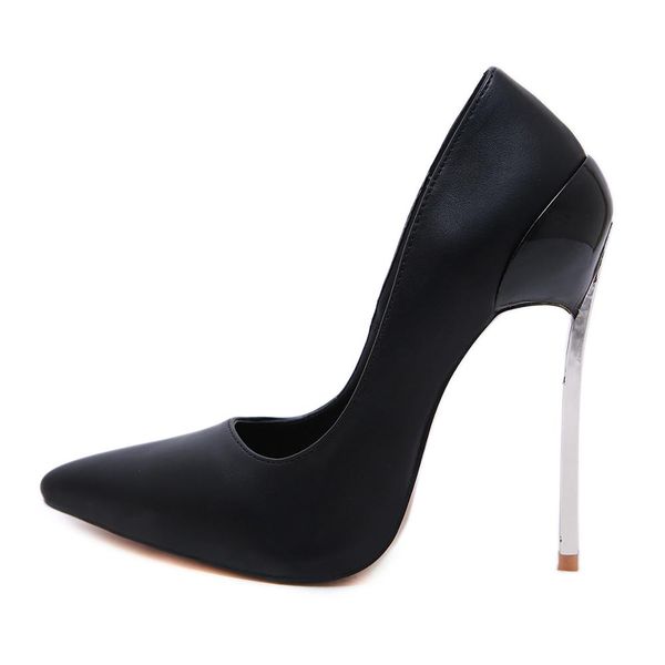 

2021 high heels women pumps pointed toe party dress shoes woman pu leather lady stilettos spring autumn shoes size 35-42, Black