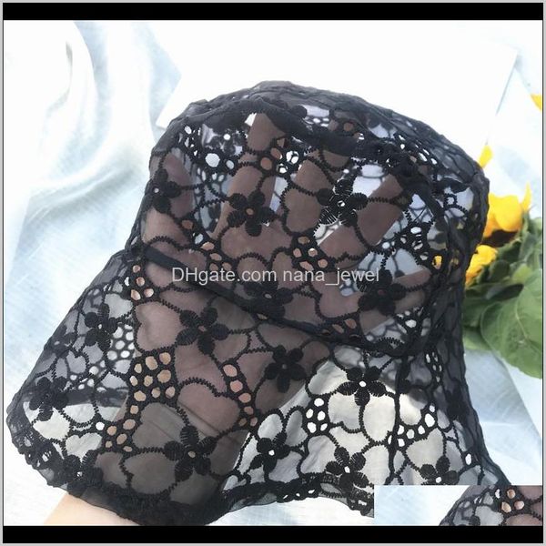 

stingy brim hats caps hats, scarves & gloves fashion aessoriessummer lace cap women flowers embroidery hollow bucket breathable mesh fisherm, Blue;gray