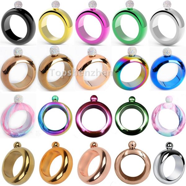

portable 3.5oz bracelet bangle hip flask handmade stainless steel wine bottle liquor flasks with crystal lid & funnel for women men party hi