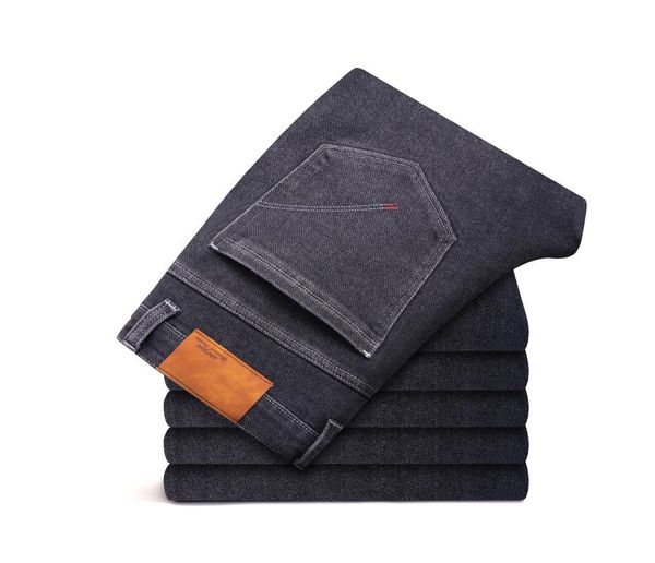

men's jeans 2021 sulee classic style plus size 40 42 44 46 men straight gray fashion casual cotton elastic loose denim pants, Blue