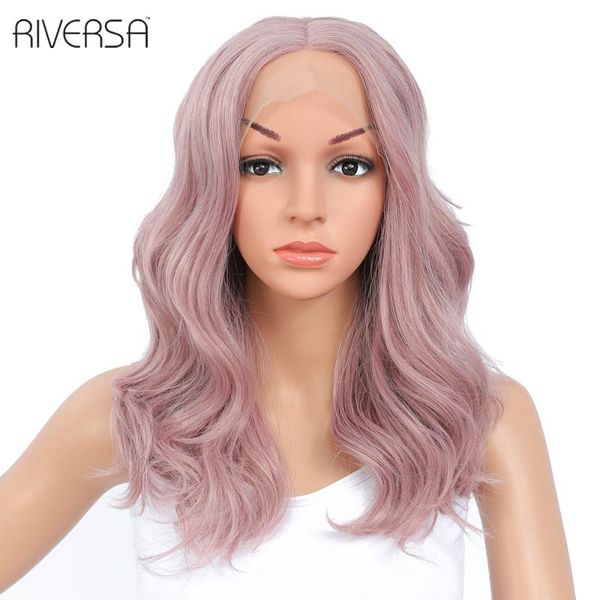 

synthetic wigs riversa lace front body wave ash pink cosplay for black white women colored fiber hair high temperature